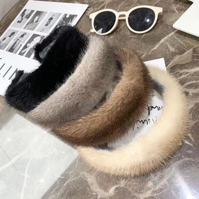 Damen Luxus Winter 100% Echt Nerzfell Stirnbänder Hohe Qualität Echtes Fell Haarband Damen Mode Haarreif Fellgeschenk