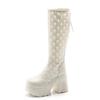Fashion New Women's Long Boots Knight Boots Cake Thick Bottom Slim Boots Coarse High Heel Mesh Increased Altitude Booties
