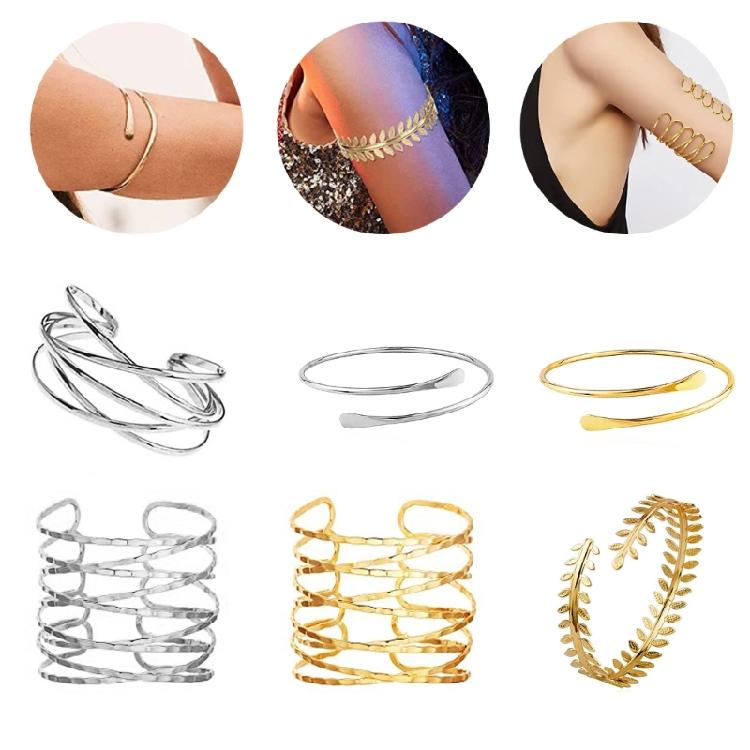 Offenes Metallarmband Oberarmmanschette Armreif Festival Braut Tanz Schmuck Zweifarbig Wählbar Armmanschette