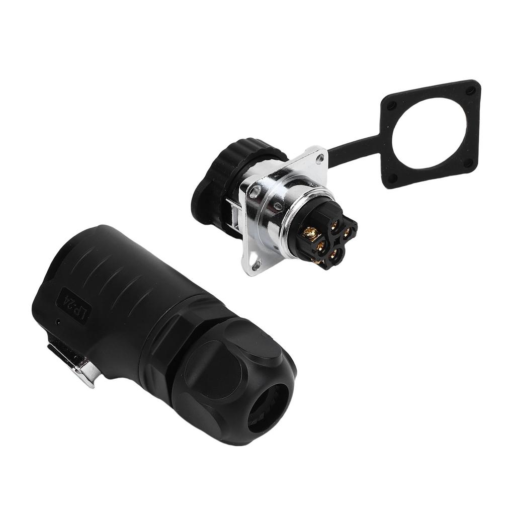 25A 4 Pin Pin and Socket IP68 Male and Female Aviation Wire Connector with   Flange Seat, Industrial Water Proof Connector, Function