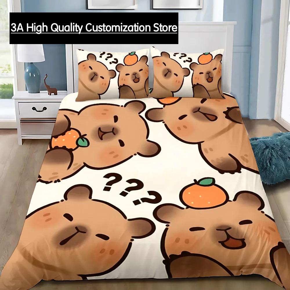 Comforter Cute Capybara Bedding Set Adult Boy Girl Bedroom Decoration Boys Gift Single Double Large Size