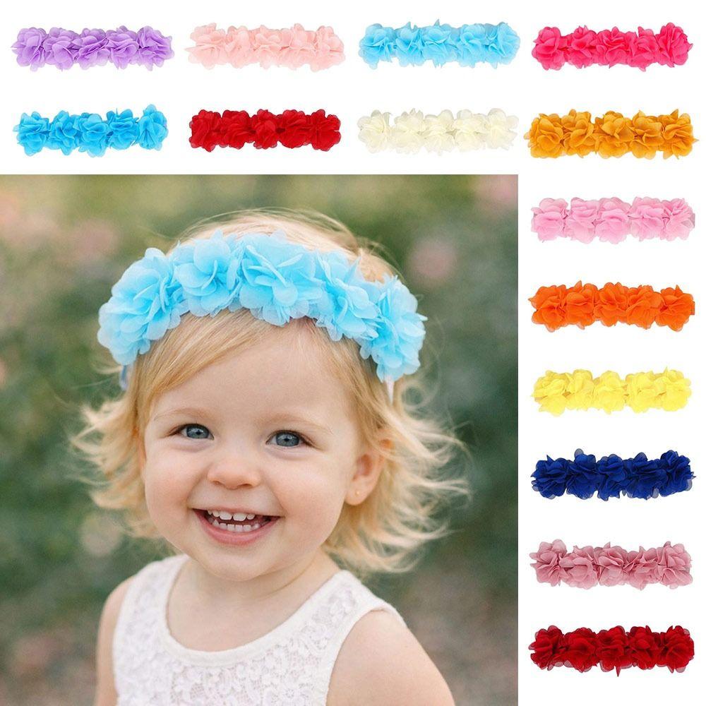 Elastic Headband Chiffon Flower Hair Band New Baby Headband  for Kids Children Newborn Toddler