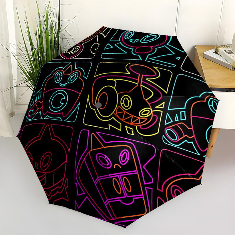 1pc Neon Characters Auto Open/close, All-Season Portable Folding Umbrella for Women & Men, Travel, Everyday, Formal Events - Compact Luxury Parasol, O