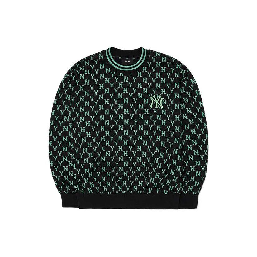 MLB New York Yankees All Over Print Letter Crewneck Sweatshirt Unisex sweatshirt Black 3AMTM0926-50BKS