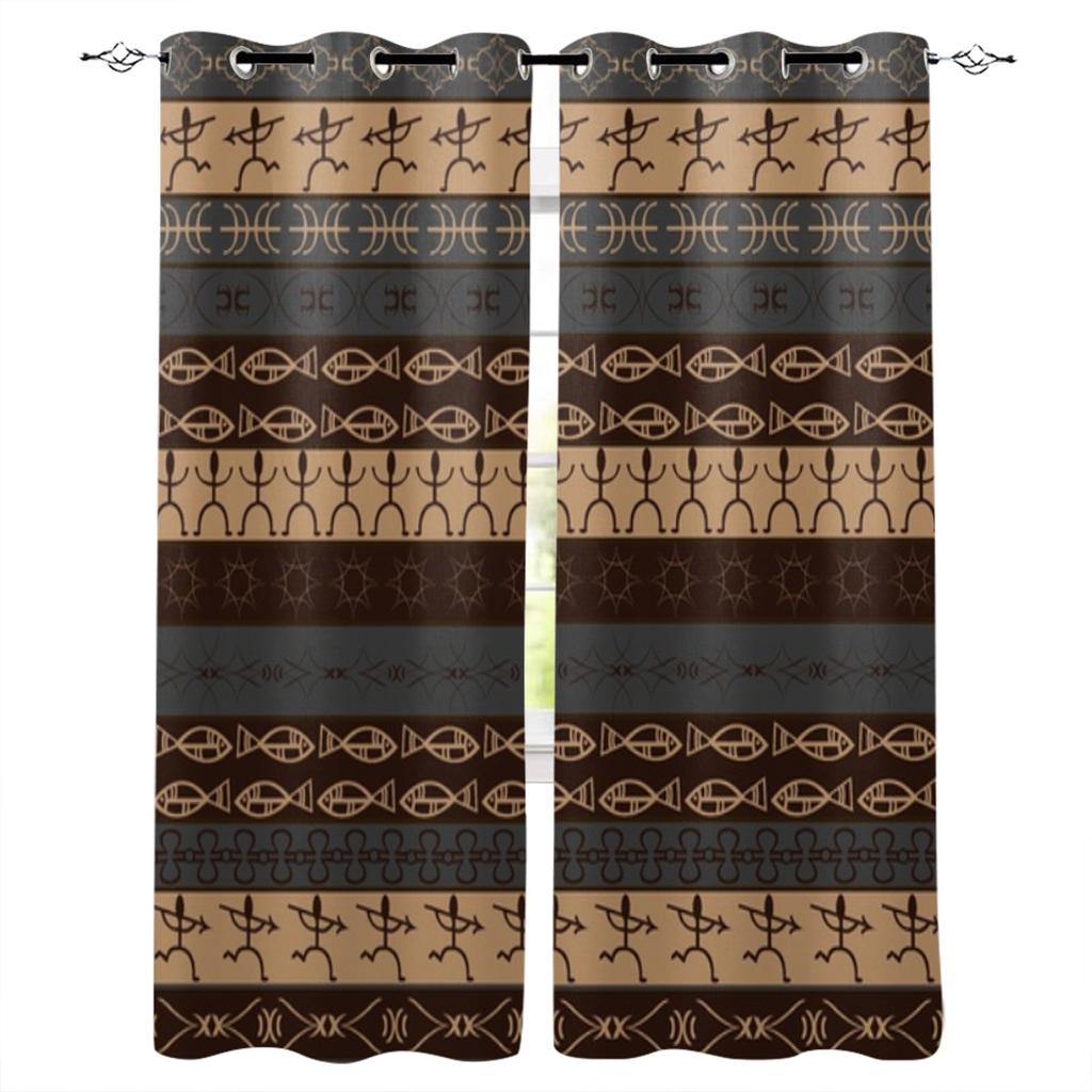 Ethnic Tribal Geometric Pattern Window Curtain For Living Room Bedroom Luxury Home Kitchen Decor Items Curtains