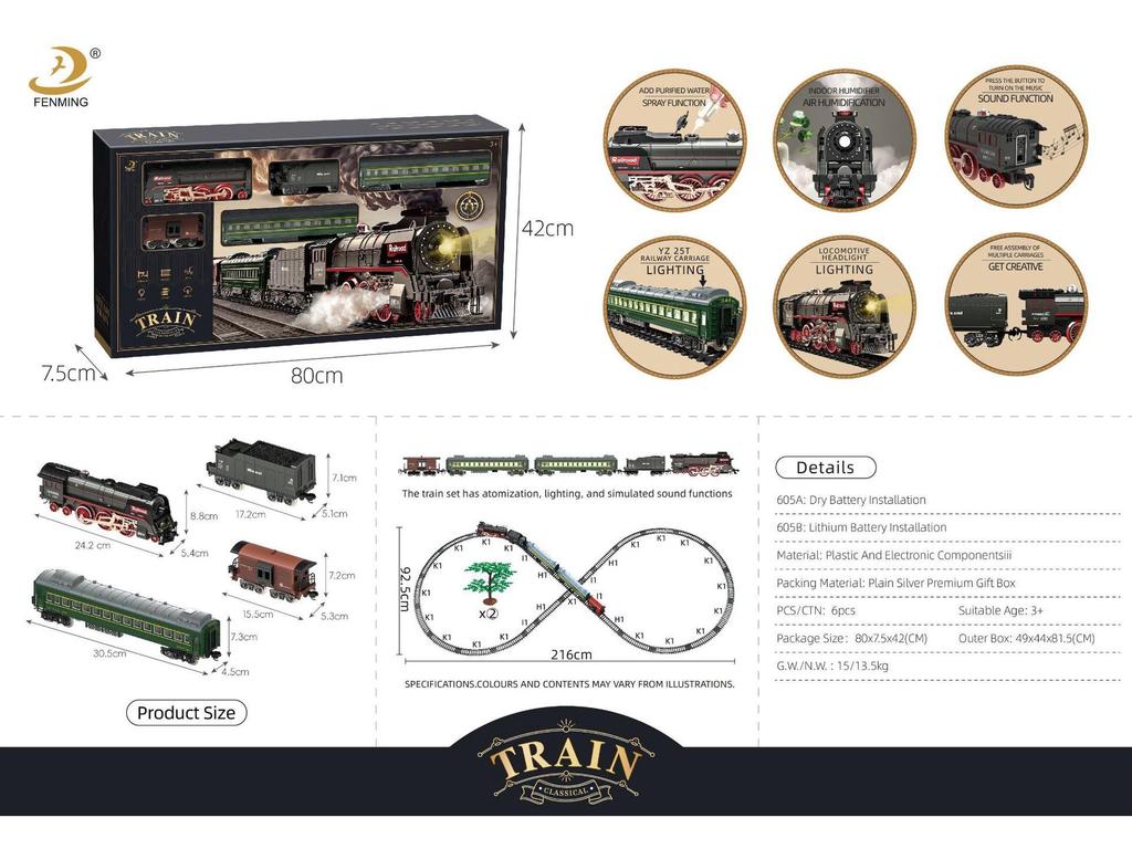 Retro Zestaw Torów Kolei Parowej - Elektryczna Zabawka dla Dzieci