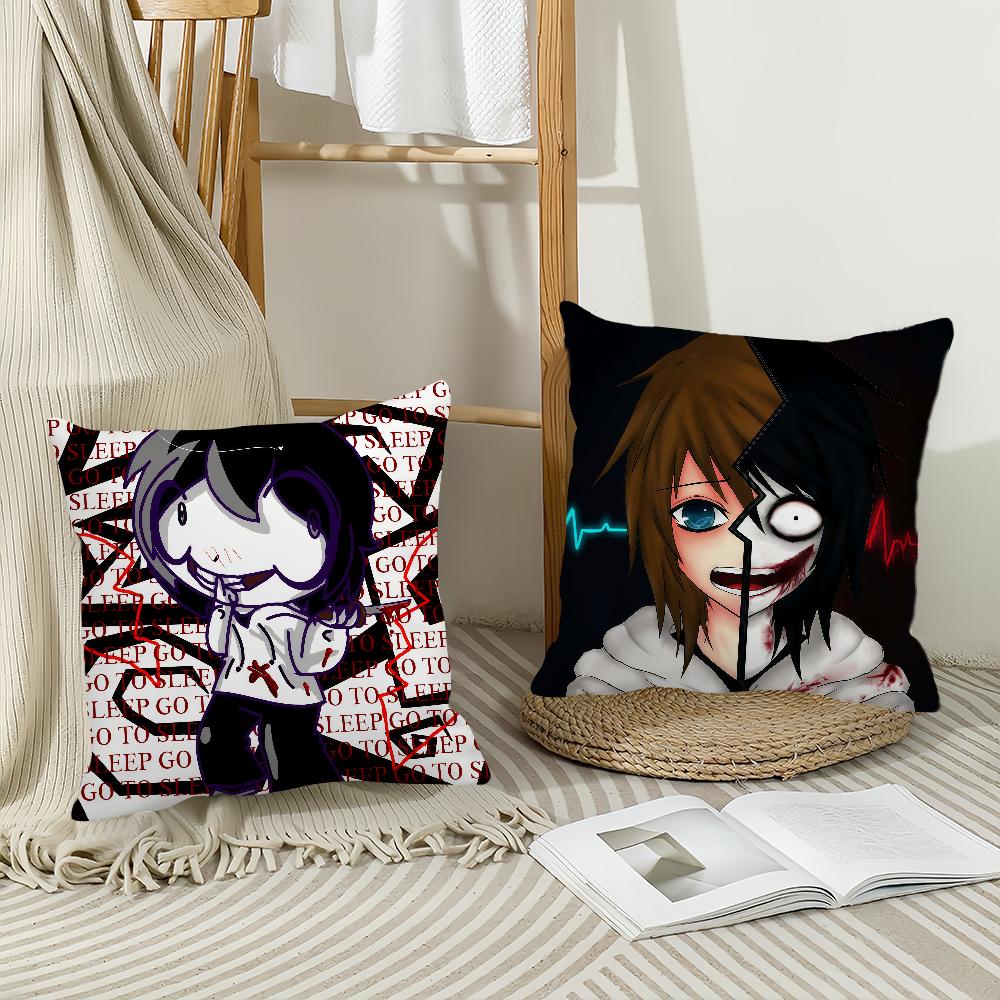 Jeff The Killer Funny Go To Sleep Pillow Case Office Cushions Suitable For Sofa Car Bedroom Decorative Cushion Cover