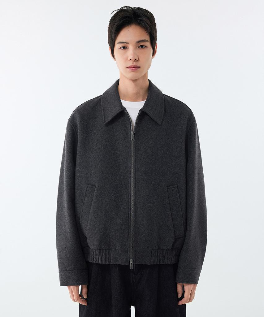 Musinsa Standard Wool Blend Minimal Blouson Jacket [Charcoal Grey]