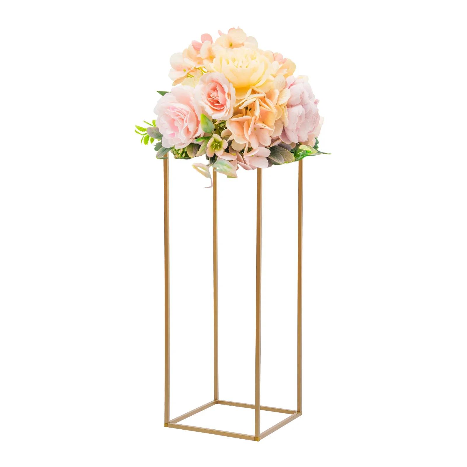 

10 шт. Геометрические металлические подставки для цветов, высота 80 см, золотая подставка для цветов, направляющая для прохода, металлическая напольная ваза-колонна, центральный элемент, прямоугольная золотой