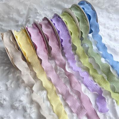 1PC 10 Yards Fishtail Yarn Ribbons 2.5cm Wave Edge Pleated Gifts Packaging Material Gift Wrapping Bouquets Chiffon Ribbon
