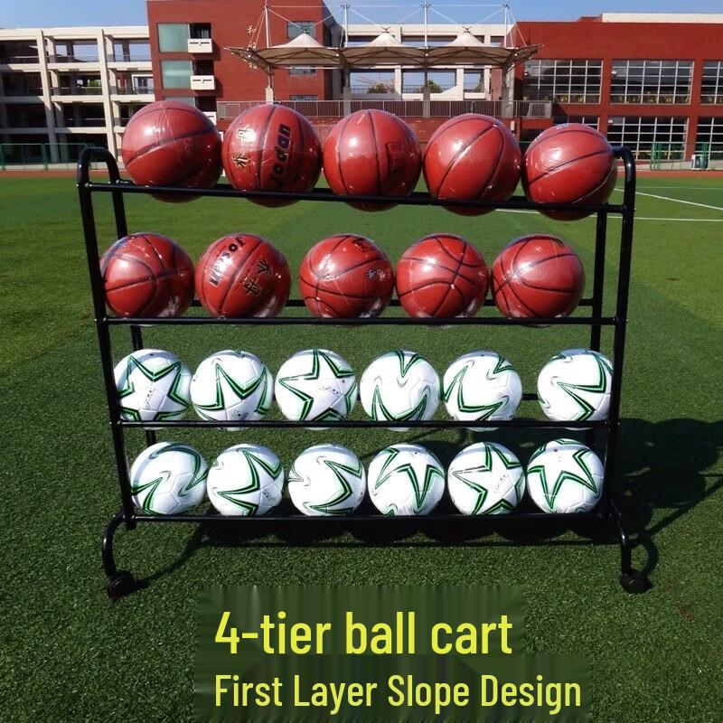 WEZHO 4-Tier Mobile Basketball Ball Storage  Training Cart