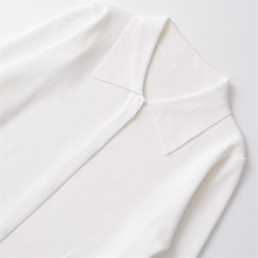 Women's Autumn/Winter 2024 Minimalist Knit Cardigan with Lapels