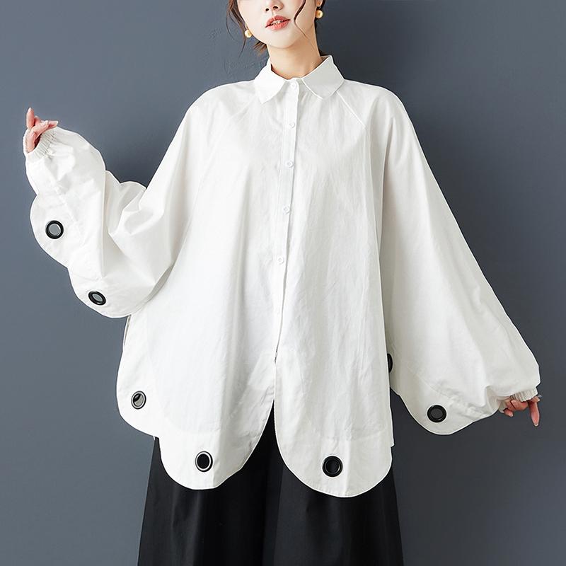 DIMANAF 2025 New Autumn Plus Size Women Coats Jackets Thin Long Sleeve Loose Casual Black Outerwear Button Shirt Tops