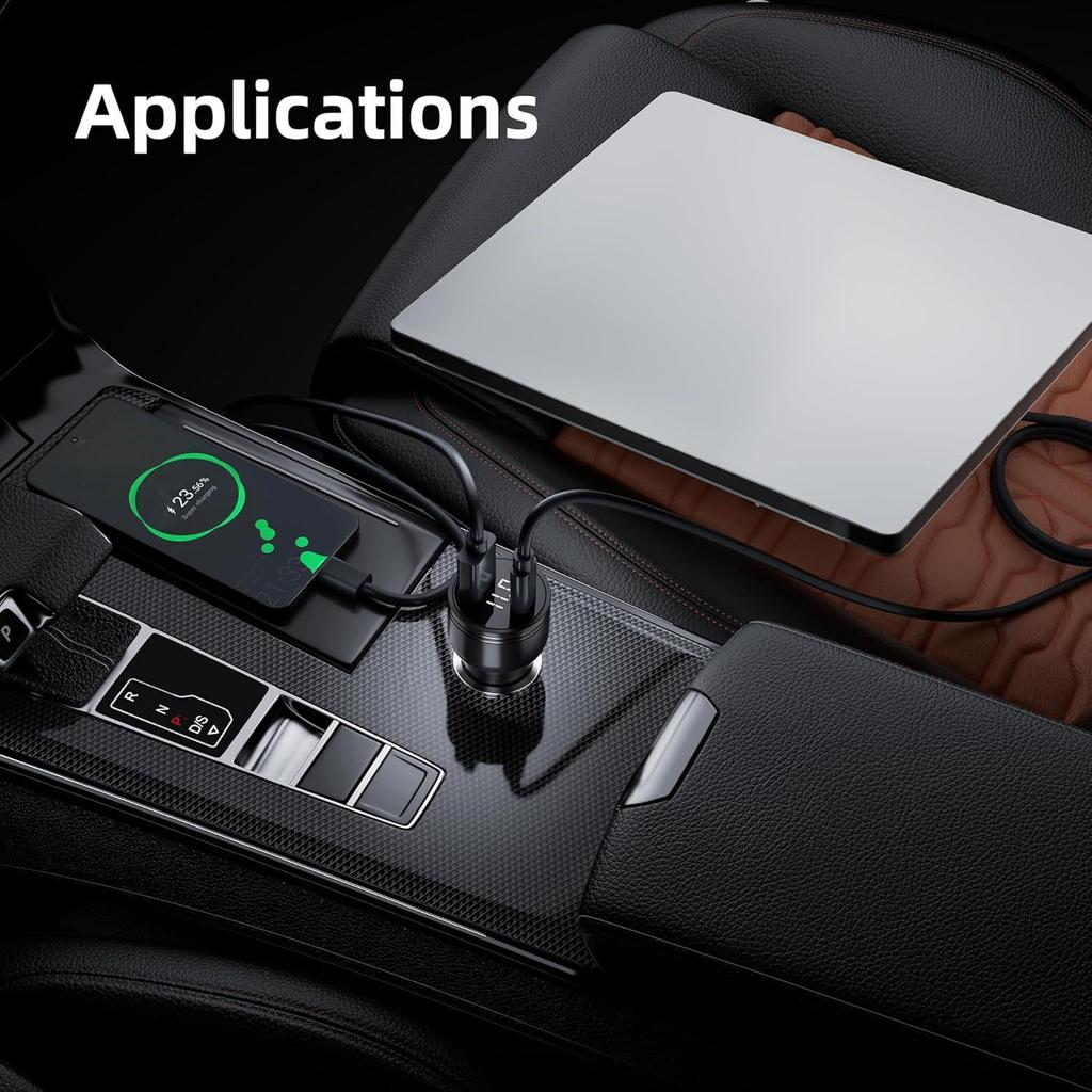 4th Gen Waterproof Mini Car Charger with Digital Display for Cigarette Lighter