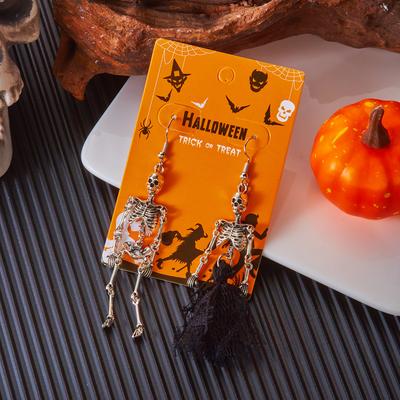 Halloween Totenkopf Braut Gothic Punk Totenkopf Stil Halloween Ohrringe für Damen Punk Ohrringe Lange Ohrhänger Schmuck Geschenk