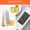 Durable Stainless Steel Double-Sided Cheese Grater with Container - Efficient Food Prep Tool for Vegetables, Carrots, Cucumbers - Space-Saving