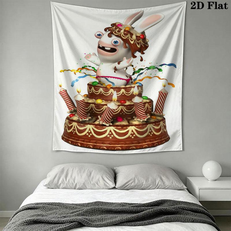 Rabbids Invasion Madness Wall Hanging Printed Fabric Blanket Decorative Tapestries for Bedroom Living Room Home Decor