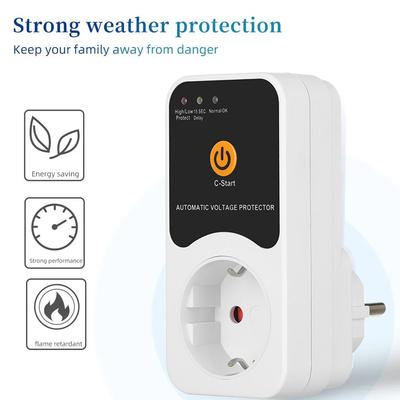 Automatischer Spannungsschutzstecker AC 220V Einstellbar 16A Überspannungsschutz EU-Steckerbuchse Spannungssicher Kühlschrank Schutz