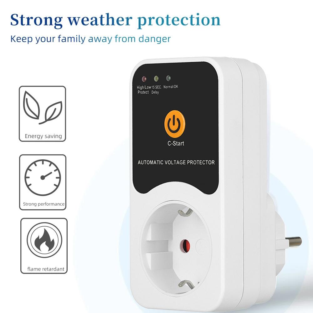 Priză Protector Automat de Tensiune AC 220V Reglabil 16A Protector Supratensiune Priza cu Fișă EU Tensiune Sigură Protecție Frigider