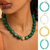 Multicolor Resin Bead Necklace Chunky Beaded Square Beads Bohemian Minimalist