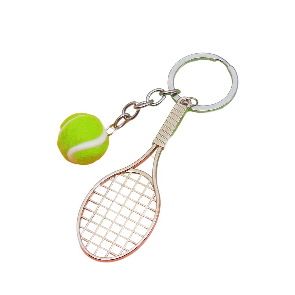 Realistic Tennis Racket Keychain Stylish Zinc Alloy Keyring Handmade Sporty Accessory Gift For Sports Enthusiasts