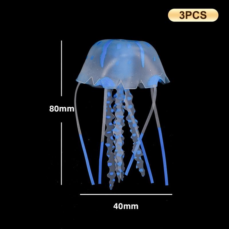 3Pcs Artificial Glowing Fluorescent Jellyfish Aquarium Decoration Fish Tank Underwater Plant Marine Aquatic Landscape Ornament