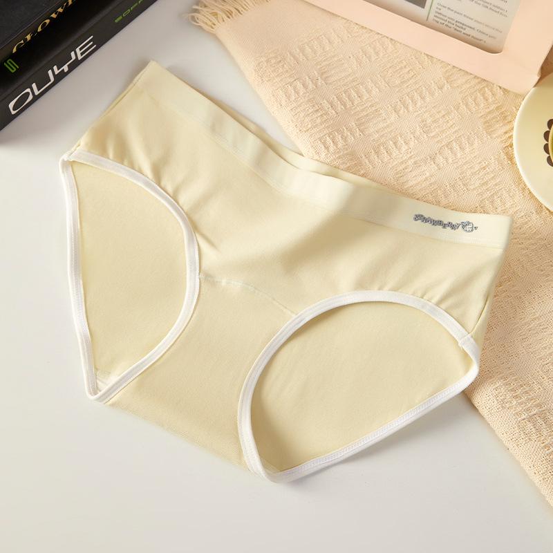 "80-Count Xinjiang Cotton Antibacterial Women's Mid-Waist Briefs - Pure Cotton, Long Crotch, Comfortable Macaron Colors"