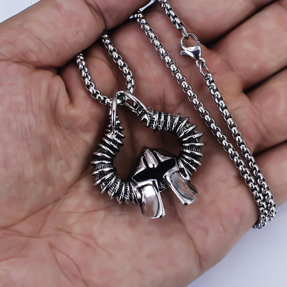 European and American Retro Fashion Trend Hip-hop Viking Odin Helmet Necklace Men s Jewelry 60CM
