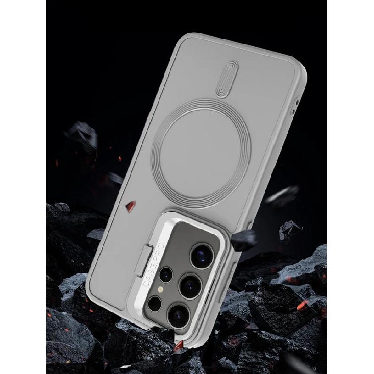 Skládací stojánek na čočky matné magnetické pouzdro na telefon pro Samsung Galaxy S24 Ultra S23 Plus nárazuvzdorný ochranný kryt pro bezdrátové nabíjení