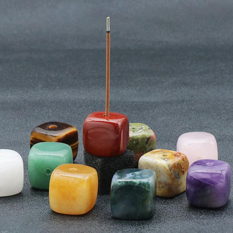 New Natural Crystal Incense Sticks Holder Coil Censer Burner Rock Quartz Stone Base Buddhist Indoor Altar Table Home Decoration