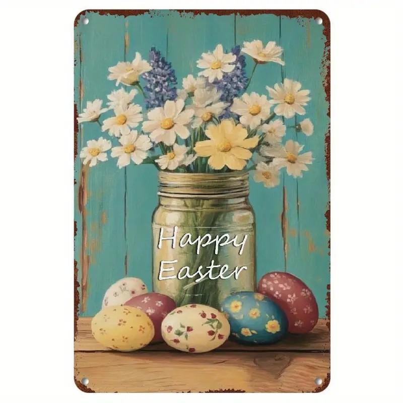 Charming Easter Bunny Metal Sign Perfect Gift for Family & Friends Cute Rabbit Wall Art for Home, Bar, Cafe Decor Garage Kitchen