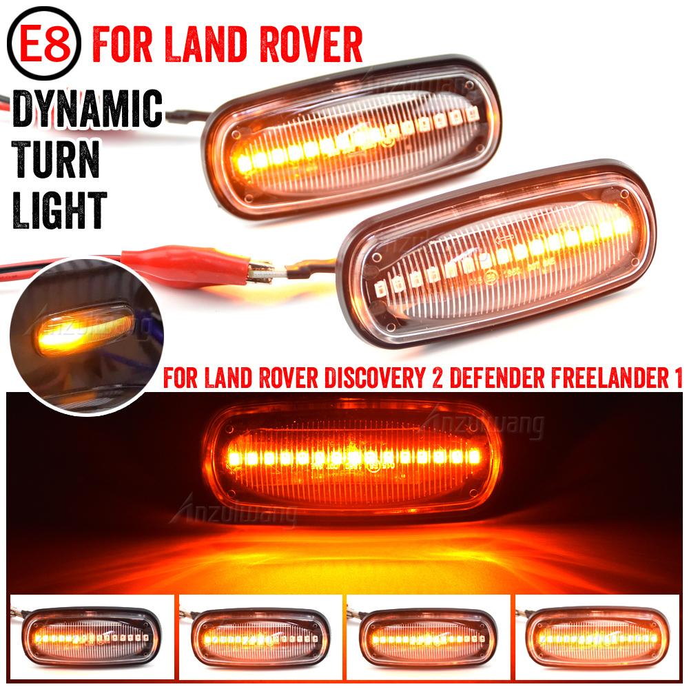 2PCS Amber Dynamic Flowing Water LED Side Marker Light For Land Rover Discovery 2 1999-2004 Defender Freelander 1