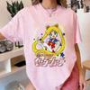 Summer printed loose T-shirt, sweet and cute casual street style top for women.
