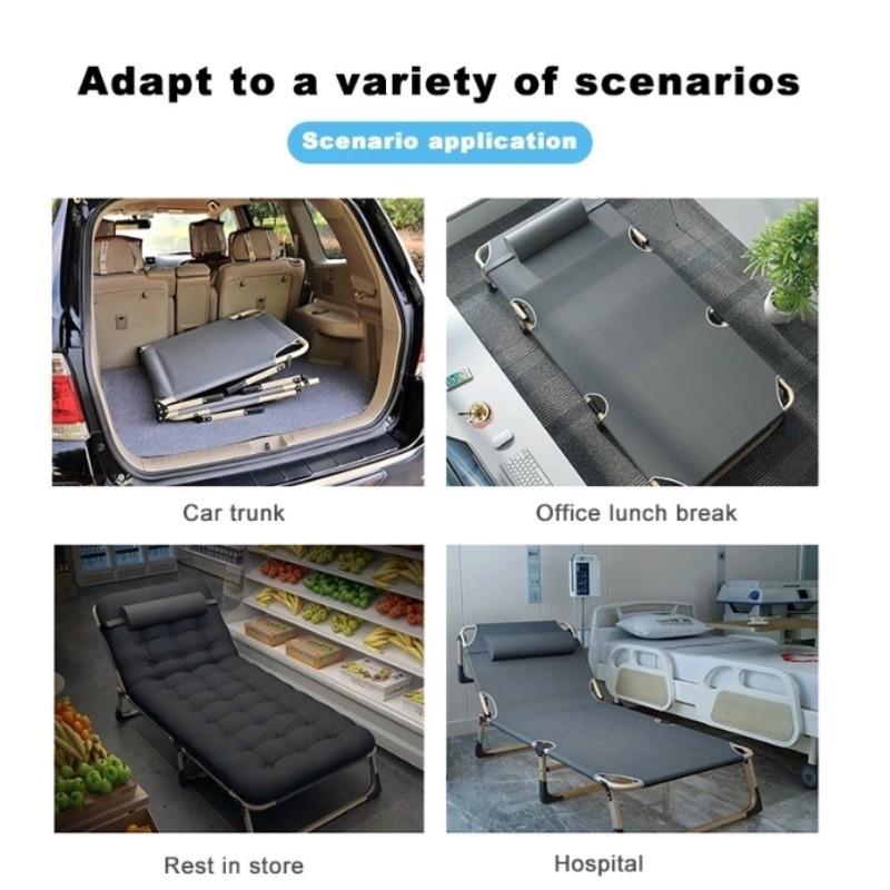 Backrest Adjustable Office Afternoon Nap Recliner Portable Folding Single Bed Wide Surface Lightweight Foldable Bed