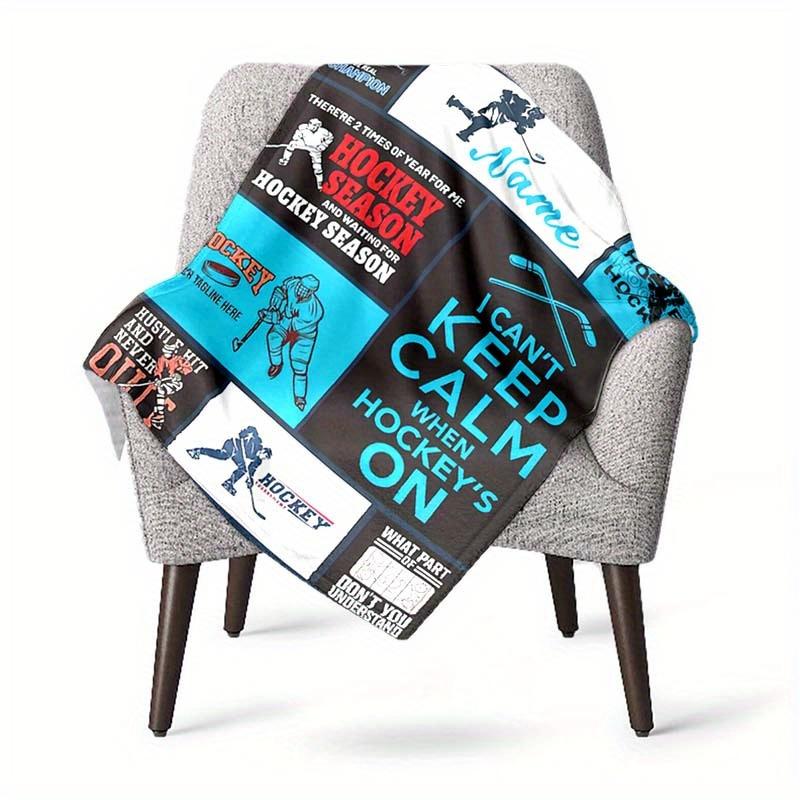 Hockey Customize Your Name Blanket Used For Chair Office Sofa Bed Camping Soft And Warm Giving Friends And Relatives Birthday Graduation Gift