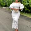 Abiti Scollati Donna Eleganti Maniche a Lanterna Patchwork di Pizzo Tubino Pacchetto Fianchi Lunghezza Caviglia Vestito di Compleanno