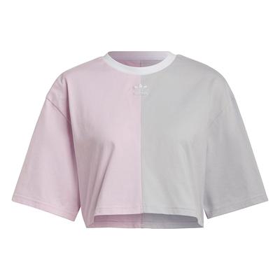 Originals Patch Logo Trefoil Gola Redonda Bloco de Cores Manga Curta Camiseta Tops Femininos HT5978