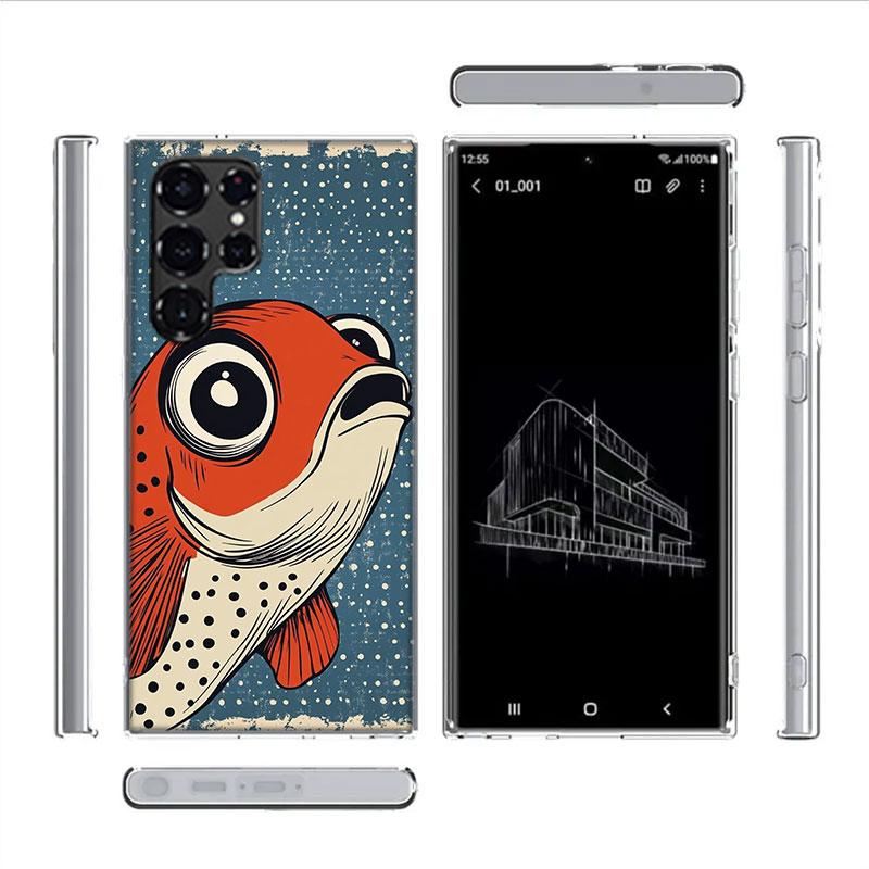 Pop Art Zeichenideen Fisch Hüllen Handyhülle für Samsung Galaxy S26 Ultra S25 Edge S24 S23 FE S21 Plus S20 S22 S10 Hülle TPU Capa