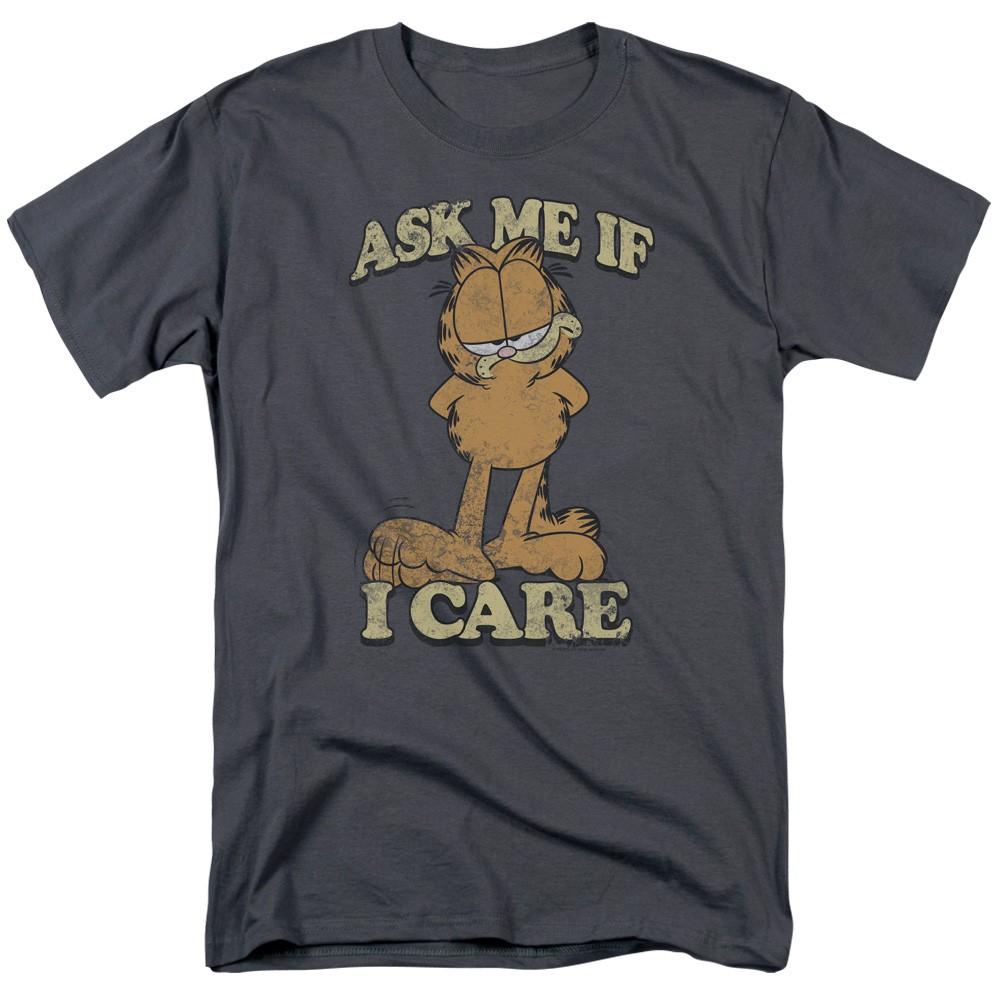 Garfield - Ask Me - Adult Unisex Short Sleeve T-Shirt - Gray 4XL