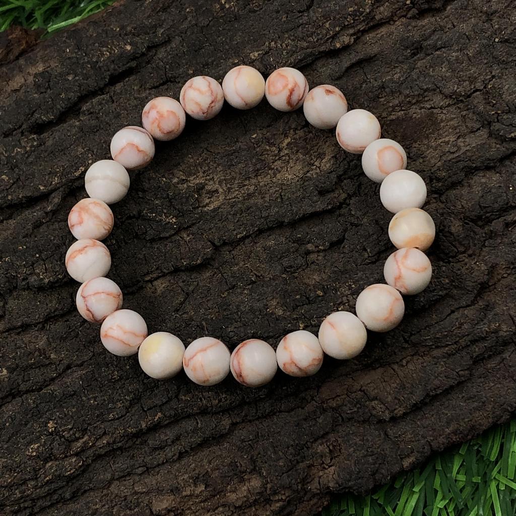 8mm Natural Red Web Jasper Gemstone Beads Bracelet 7.5" Handmade Stretch Bracelet Birthday Gift Gift For Men/Women RBB-2