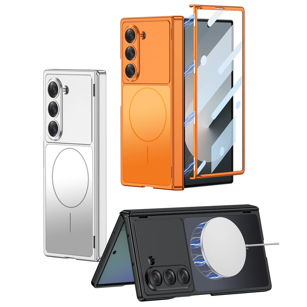 For Magsafe Phone Case for Samsung Galaxy Z Fold 7 6 FoldMatte Hinge with Mirror Film All-inclusive Shockproof Protection Cover