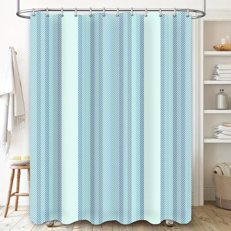 Blue Striped Shower Curtain Set Waterproof Fabric Bath Room Decoration For Home Decor 3D Print Shower Curtains With Hooks Availa