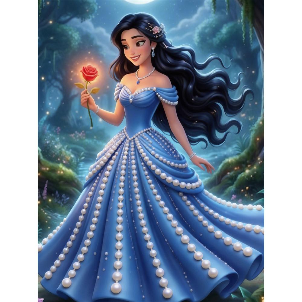 

Disney Pearl Painting Set Moana The Blue Flower Girl in The Sunrise on An Island Sparkling Painting Crafts Home Wall Decoration Handmade Gift 35x45cm