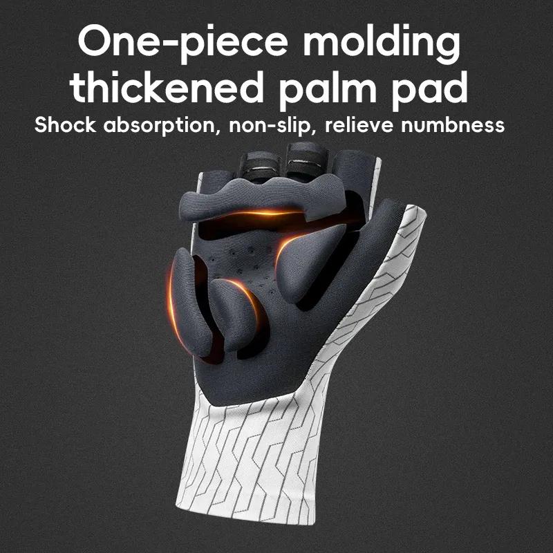 ROCKBROS Cycling Gloves Half Finger Breathable MTB Road Bike Gloves Shock Absorption Thickened Palm Pad Anti-slip Bicycle Gloves