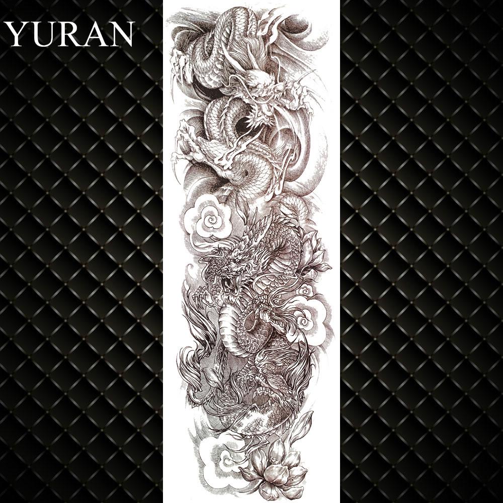 Całe ramię nogi Sexy tymczasowa naklejka tatuaż realistyczne fałszywe wodoodporne czaszki kompas duży tatuaż moda kwiat rękaw tatuaż dla kobiet