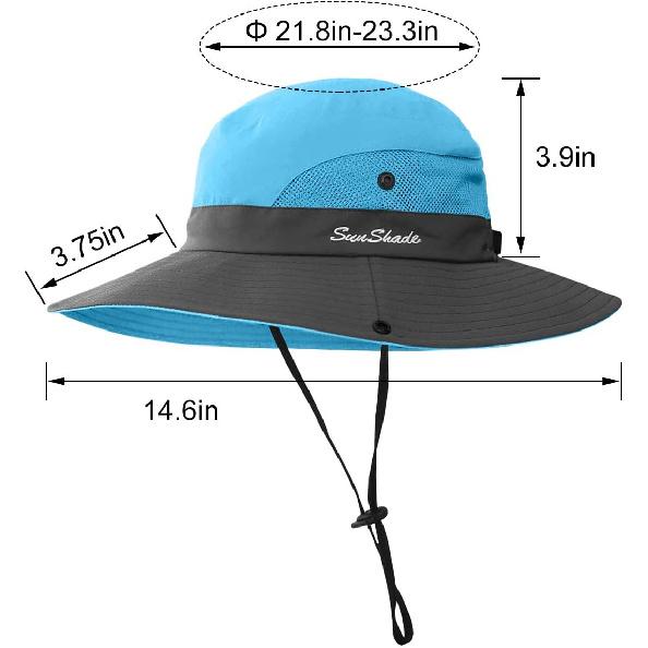 3 Pieces Womens Ponytail Wide Brim Sun Hat Packable UV Protection Beach Cap for Fishing & Hiking