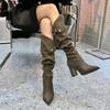 Winter Modern Women's Over The Knee Boots Fashion Pointed Toe Long Bootties Designer Thick Heels Botas De Mujer