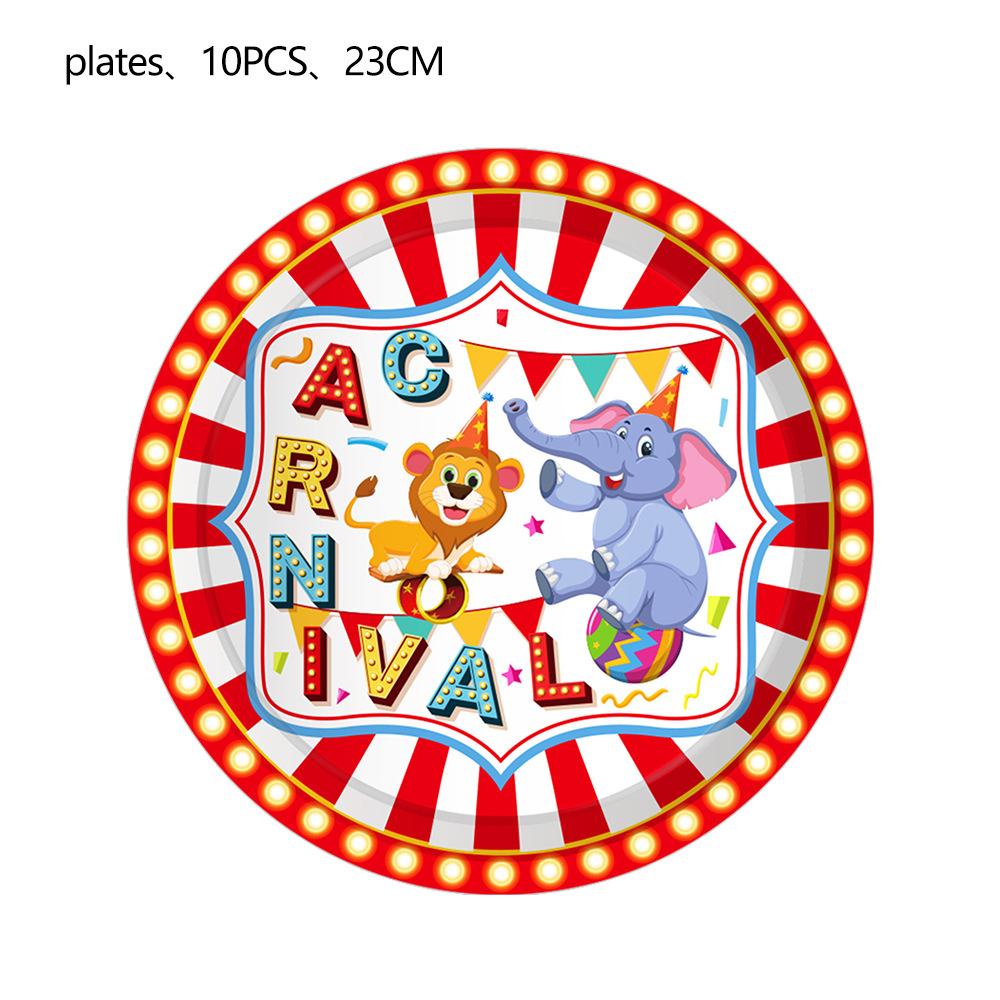 Carnival Circus Animals Decorations Banner Birthday Disposable Tableware Tablecloth Plate Cup Napkin Favors Party Supplie