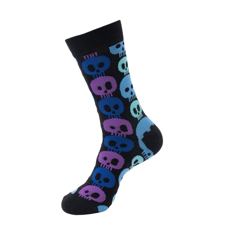 Men's Funny Skull Crew Socks Cartoon Alien Design Cotton Casual Socks Halloween Sock for Hip Hop Parties