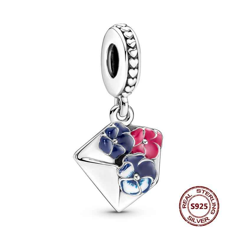 Flower Charms Fit Bracelets Sunflower 925 Silver Tulip Sakura Daisy Rose Flowers Beads DIY Jewelry Making